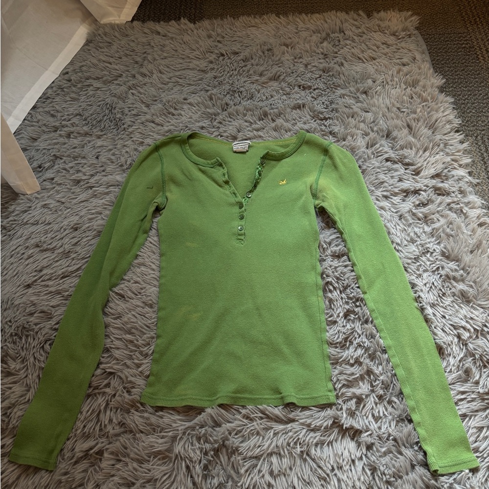 Old Navy Olive Henley with Gold Accent - Small